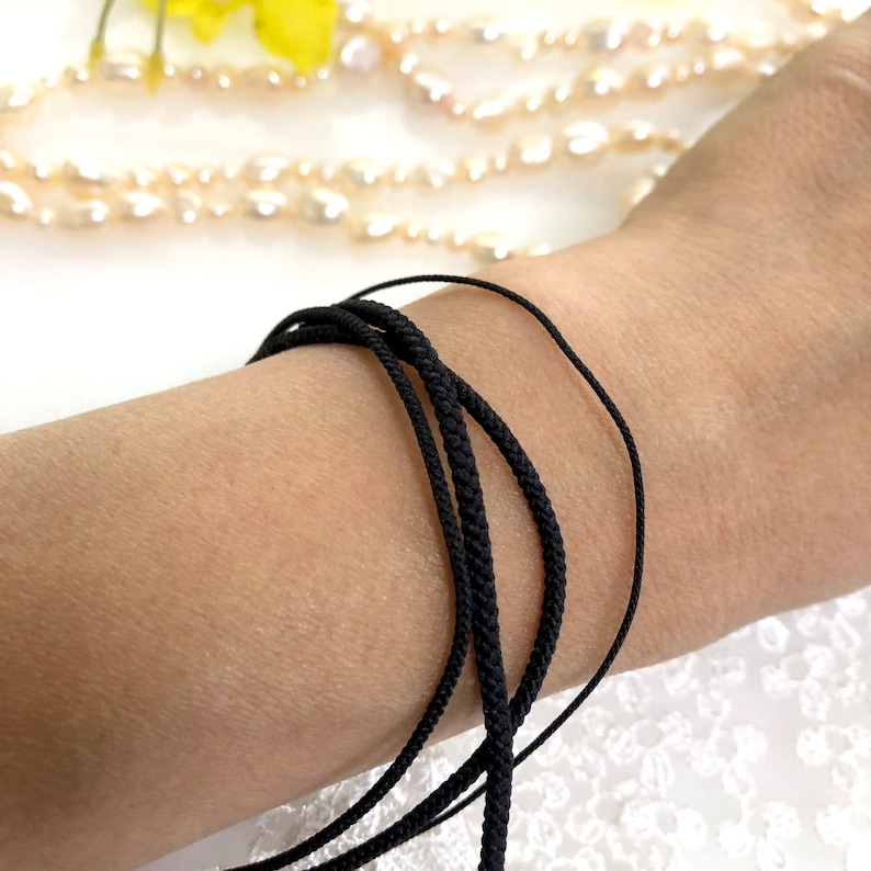 Black Silk round braided cord kumihimo Japanese silk cord/0.7mm2mm/1 meter Edo-uchi-himo 8 strand braid/for jewelry/ Kyoto kumihimo/ 44 image 8
