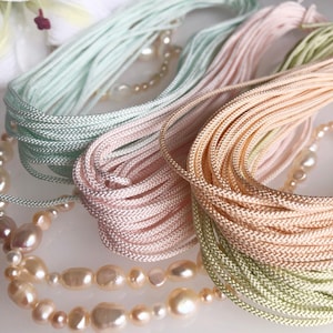 Silk round braided cord kumihimo 1.5mm Japanese silk cord "Edouchihimo" 8 strand braid/ for Minimalist jewellery/Japanese pale color IGA