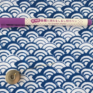 Japanese tenugui towel fabric 90cm Japanese traditional pattern Seikaiha Blue weave /Cotton 100% / Made in Japan image 7