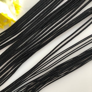 Black Silk round braided cord kumihimo Japanese silk cord "Edo-uchi-himo" 8 strand braid/for Minimalist jewelry