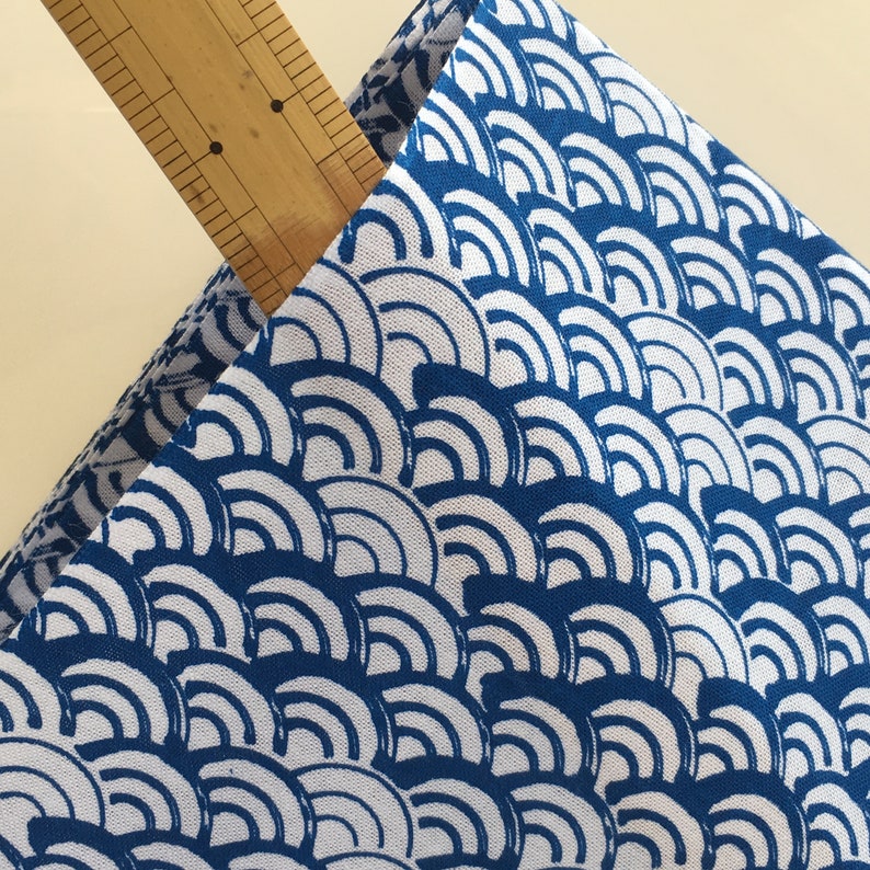 Japanese tenugui towel fabric 90cm Japanese traditional pattern Seikaiha Blue weave /Cotton 100% / Made in Japan image 8