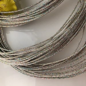 Fantastic Silver kumihimo cord with iridescent melange tint Japanese kumihimo cord "Edo-uchi-himo" 8 strand braid/MADE in JAPAN