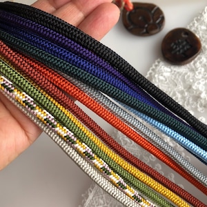Silk round braided cord kumihimo 5mm 100cm Japanese silk cord "Kara-uchi-himo" 16 strand braid/handfasting cord/MADE in JAPAN