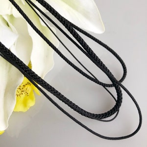 Cordon rond tressé en soie noire kumihimo cordon de soie japonais Edo-uchi-himo tresse 8 brins/pour bijoux minimalistes image 3