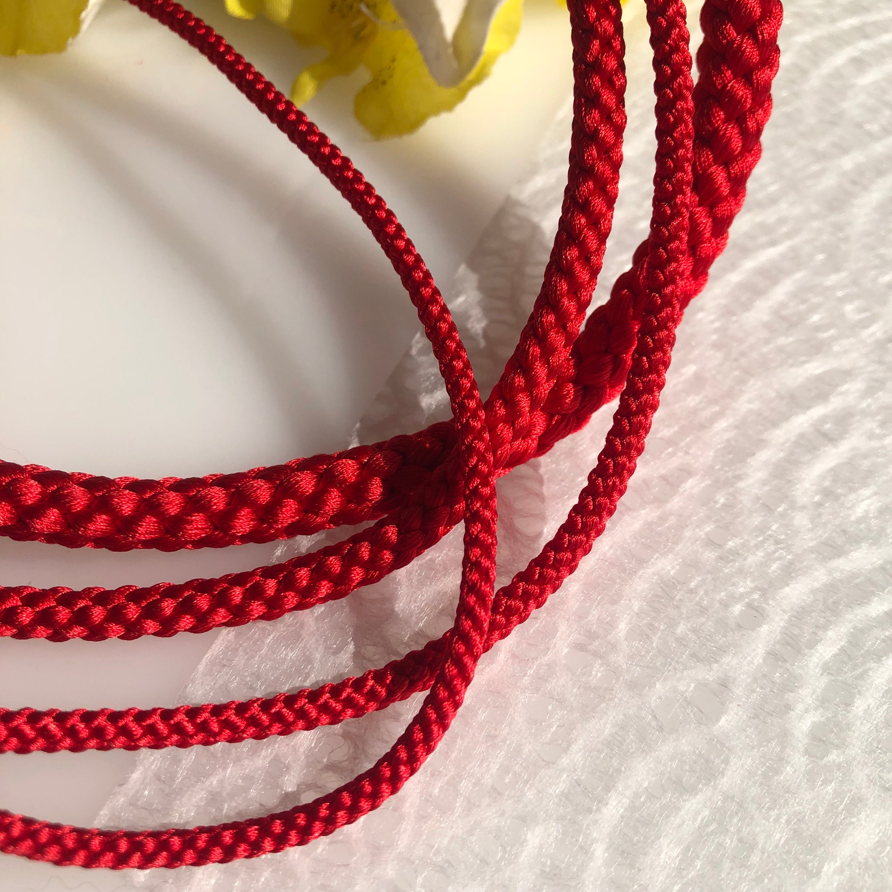 Red Silk Round Braided Cord Kumihimo Japanese Silk Cord/2.5 Red Silk Round Braided Cord Kumihimo Japanese Silk Cord/2.5