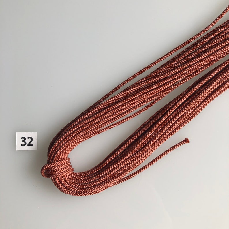 Silk round braided cord kumihimo 1.5mm 120cm Japanese silk cord 8 strand braid/ for Minimalist jewelry/Japanese traditional color 1 32　renga-iro