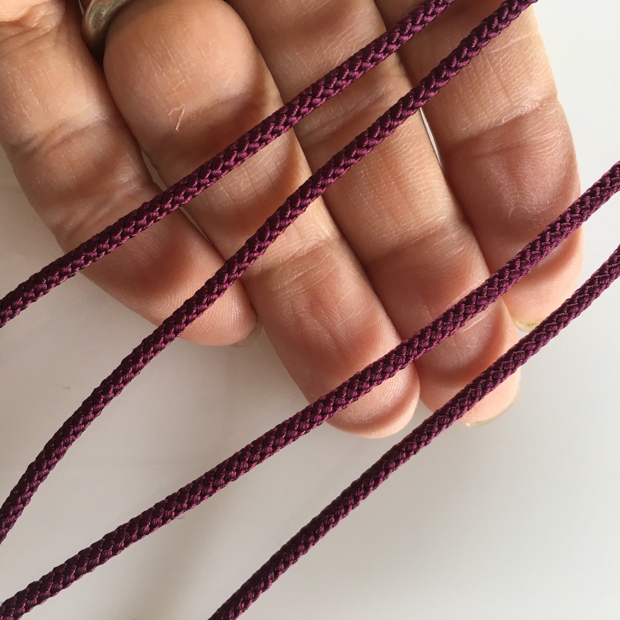 Silk round braided cord kumihimo 10mm 100cm THICK Japanese silk cord  “Kara-uchi-himo” 16 strand braid/MADE in JAPAN - Atelier Miyabi