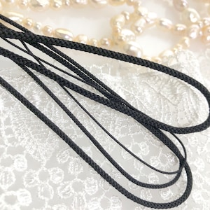 Black Silk round braided cord kumihimo Japanese silk cord/0.7mm2mm/1 meter Edo-uchi-himo 8 strand braid/for jewelry/ Kyoto kumihimo/ 44 image 6