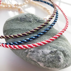 Silk round 3color spiral braided cord kumihimo 2.5mm 1meters Japanese silk cord "Edo-uchi-himo" 8 strand braid/MADE in JAPAN