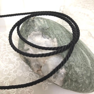 Black Silk 3ply Japanese twisted cord 2mm yorihimo 1 meter/ for minimalist jewelry/MADE in JAPAN/ Silk Cord for Lightweight Necklaces