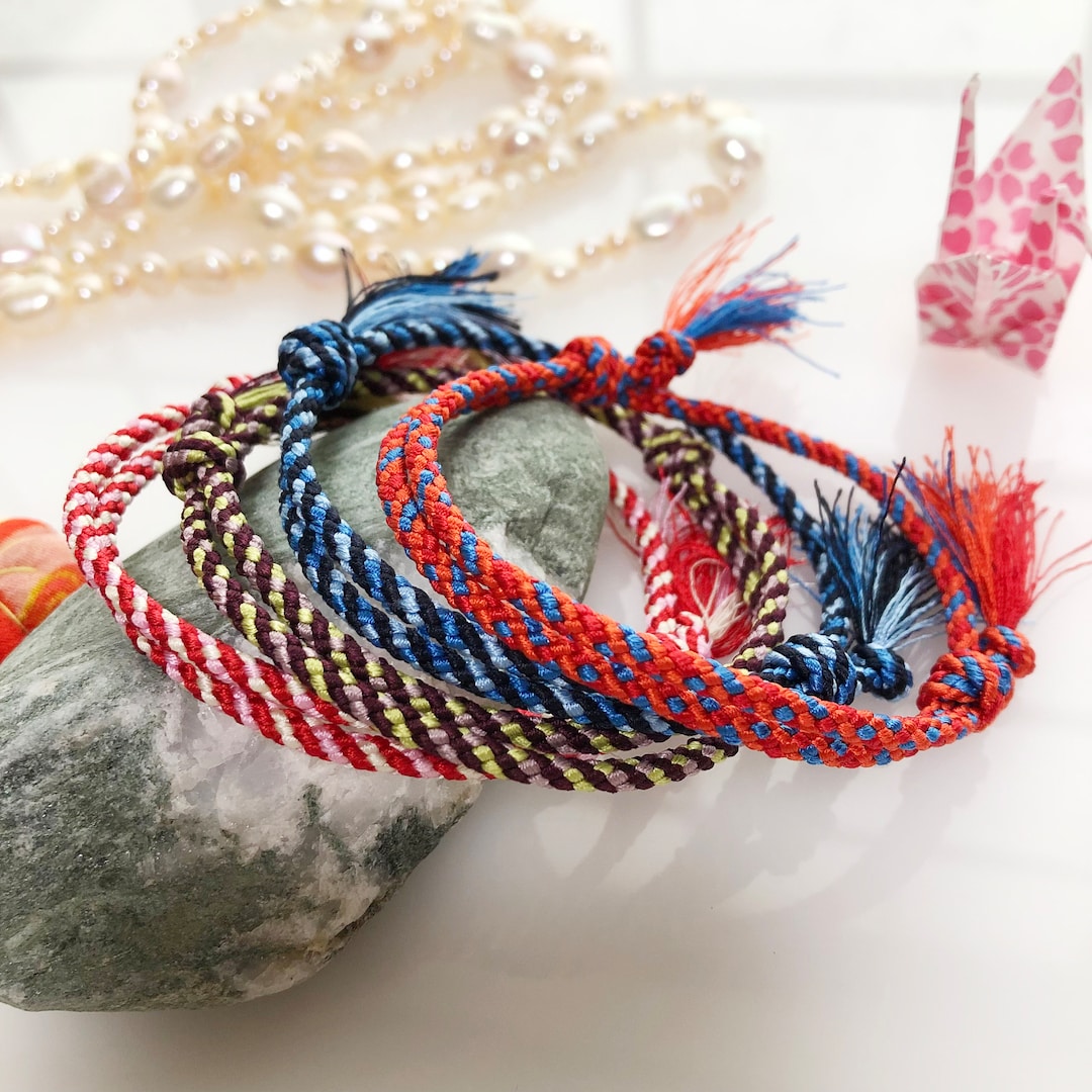 【Mikshimai】FROOT HOOP BRACELET Adjustable Silk Friendship Bracelet Spiral Braided Cord