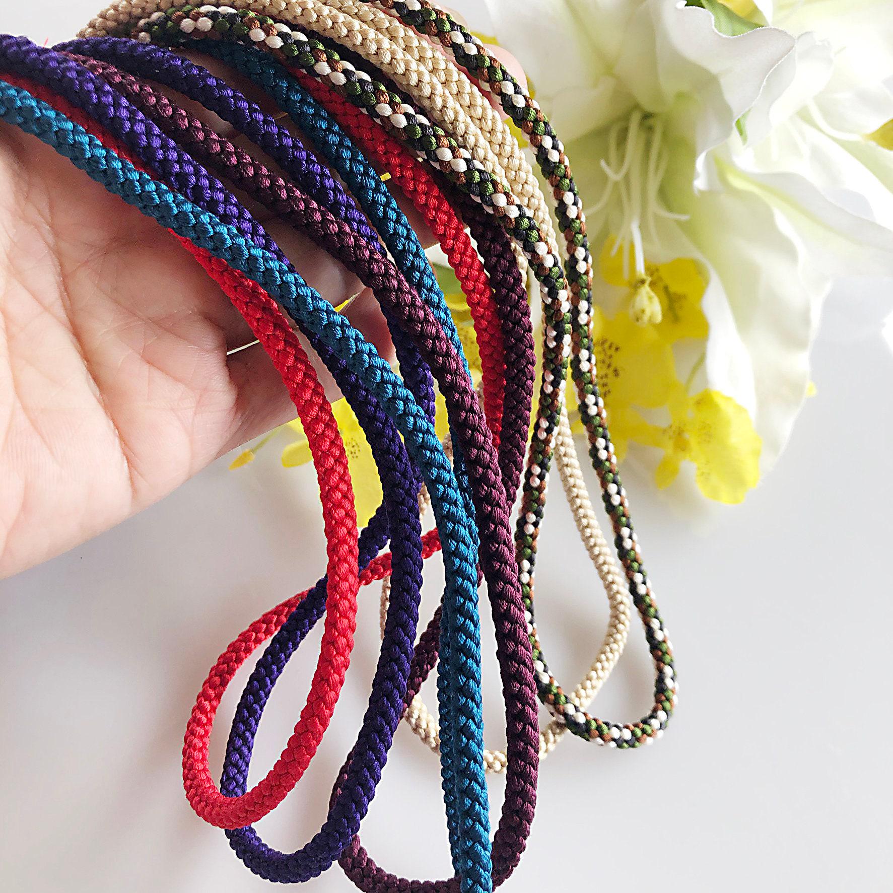 Silk round braided cord kumihimo 5mm  Japanese silk cord "Edo-uchi-himo" 8 strand braid/Handfasting cord MADE in JAPAN