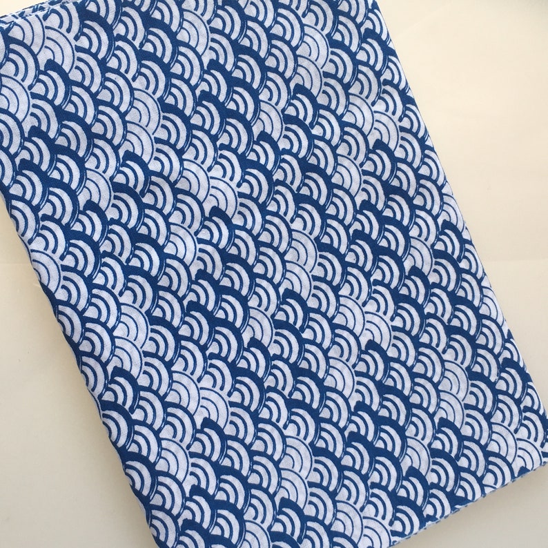 Japanese tenugui towel fabric 90cm Japanese traditional pattern Seikaiha Blue weave /Cotton 100% / Made in Japan image 9