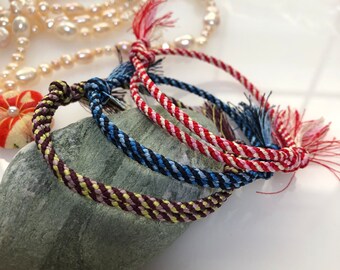 【Mikshimai】FROOT HOOP BRACELET Stylish Wide Cuff Macrame Bracelet in Pink, Purple, and Gray