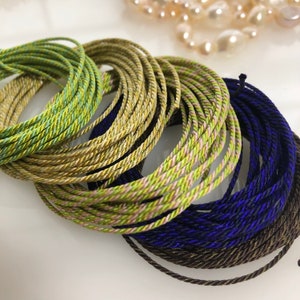Pure Silk 3 ply twisted cord 1mm yorihimo 3 color mix 3 meters Japanese / for minimalist jewelry/MADE in JAPAN