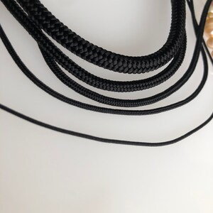Black Silk round braided cord kumihimo 15mm 100cm Japanese silk cord Kara-uchi-himo 16 strand braid/for Minimalist jewelry image 4