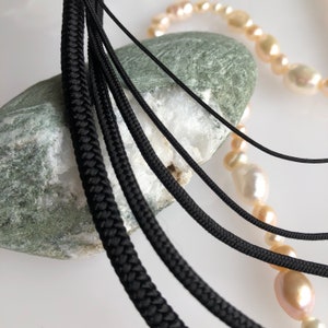 Black Silk round braided cord kumihimo 15mm 100cm Japanese silk cord Kara-uchi-himo 16 strand braid/for Minimalist jewelry image 7