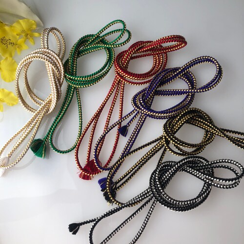 Silk and Gold/silver Line Braided Cord 3.5mm 150 Cm, for  display picture 2