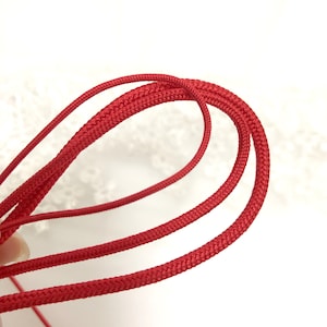 Red Silk round braided cord kumihimo 1~5mm 100cm Japanese silk cord "Kara-uchi-himo" 16 strand braid/for Minimalist jewelry
