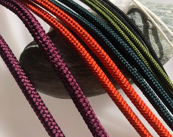 Silk round braided cord kumihimo 5mm 100cm Japanese silk cord "Kara-uchi-himo" 16 strand braid/MADE in JAPAN