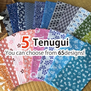 Tenugui towel 5 pcs choose from 65 designs! /Cotton 100% / Made in Japan/13inch x 35.5inch