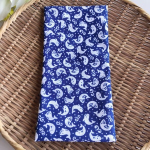 Japanese tenugui towel blue &quot;Whale&quot; /Cotton 100% / Made in Japan/13inch x 35.5inch
