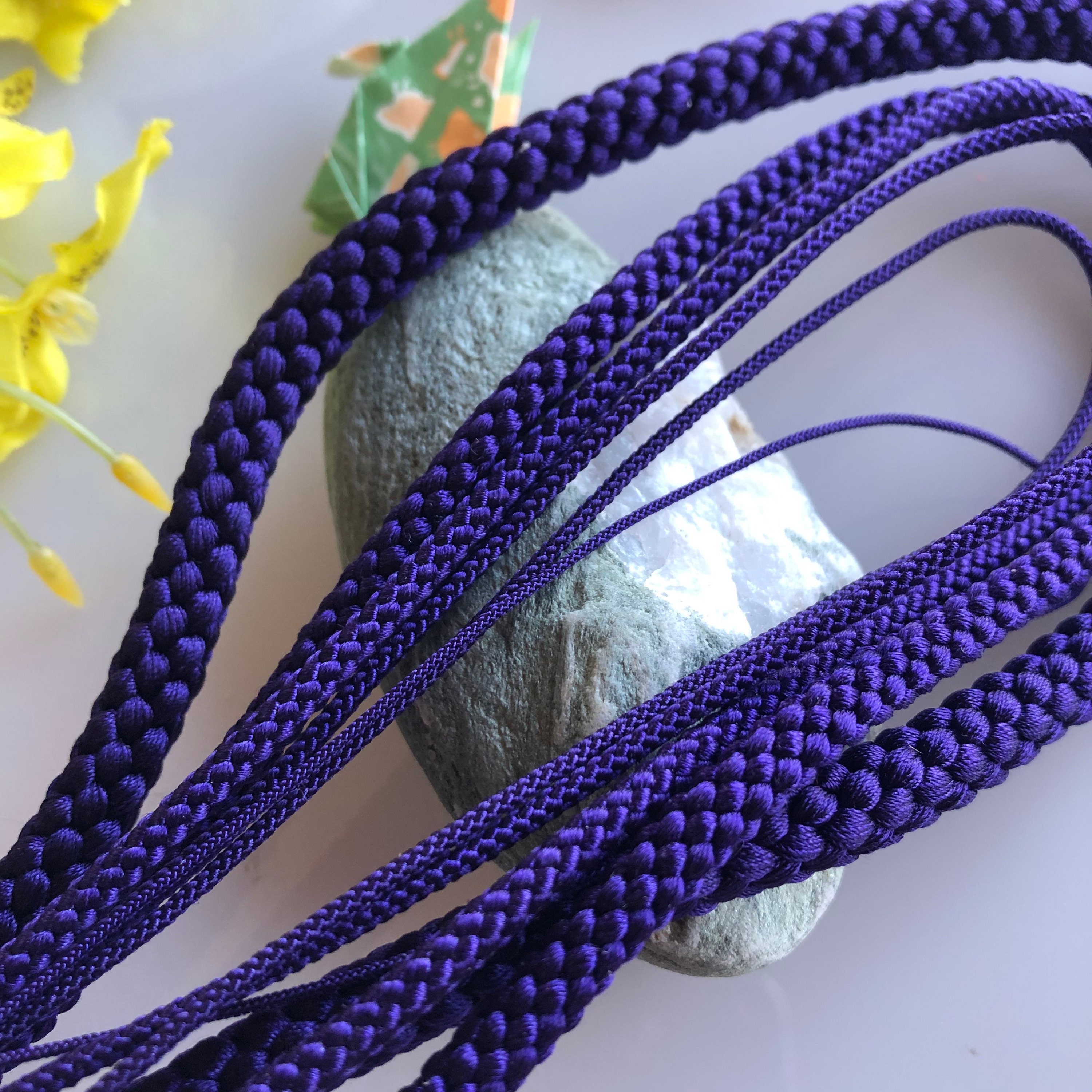 Purple Silk Round Braided Cord Kumihimo Japanese Silk Cord edo
