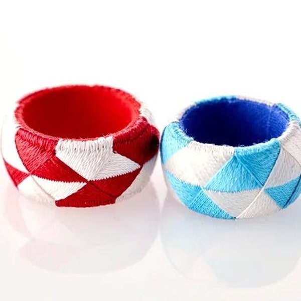 Kaga Yubinuki Kit - zweifarbiges Muster - japanischer Seidenstickerei- Fingerhut / japanisches Kunsthandwerk / japanische Handarbeit