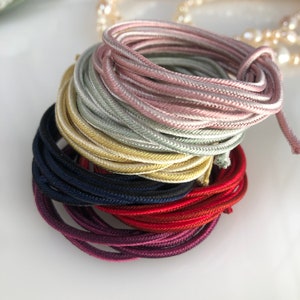 Silk 2 color braided cord kumihimo 2mm 1meters Japanese silk cord 24 strand braid/for Minimalist jewelry MADE in JAPAN