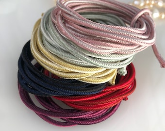 Silk 2 color braided cord kumihimo 2mm 1meters Japanese silk cord 24 strand braid/for Minimalist jewelry MADE in JAPAN