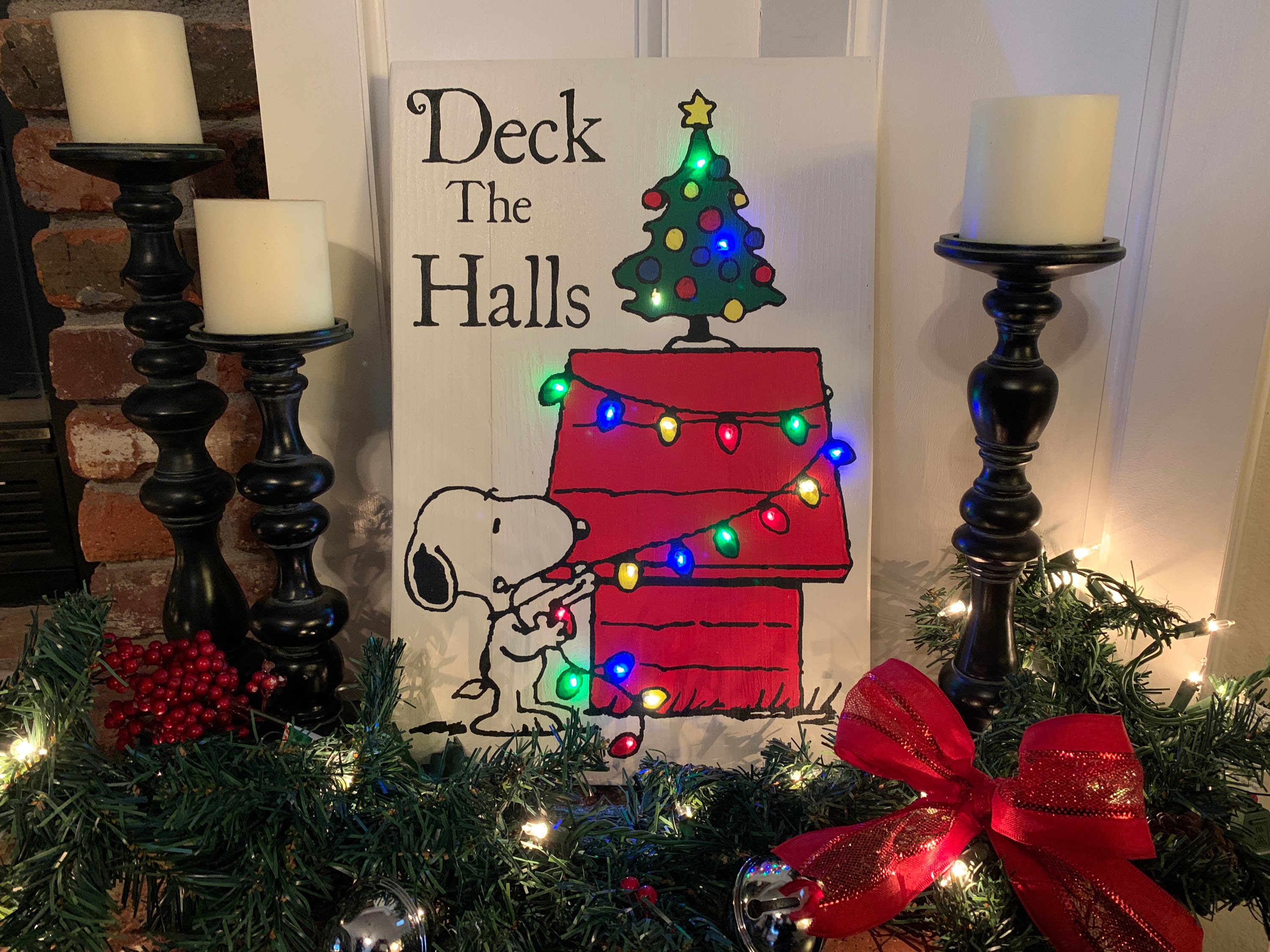 Snoopy Deck The Halls Christmas Holiday LED Sign  Etsy