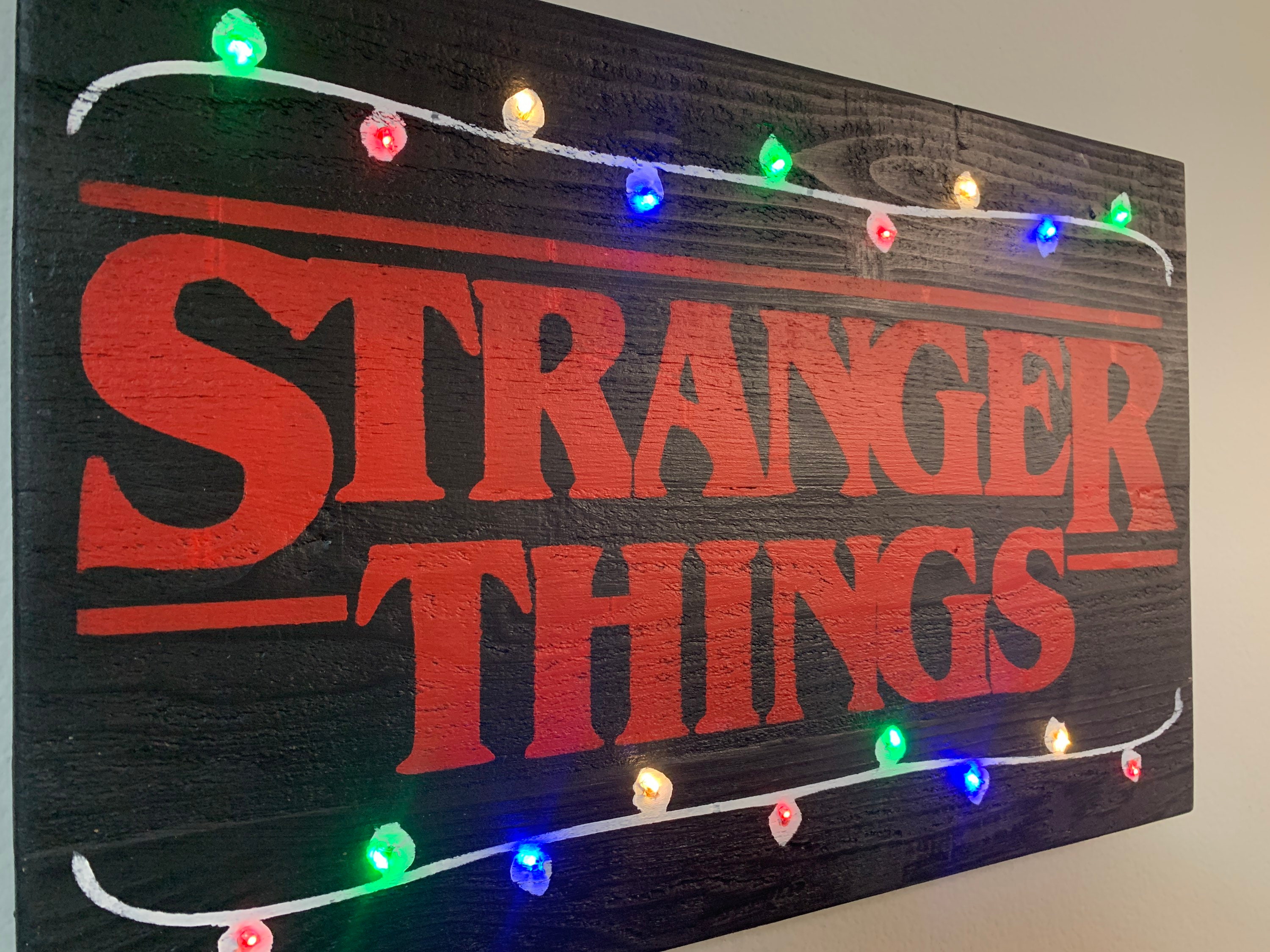 Stranger Things Wood LED Sign Etsy