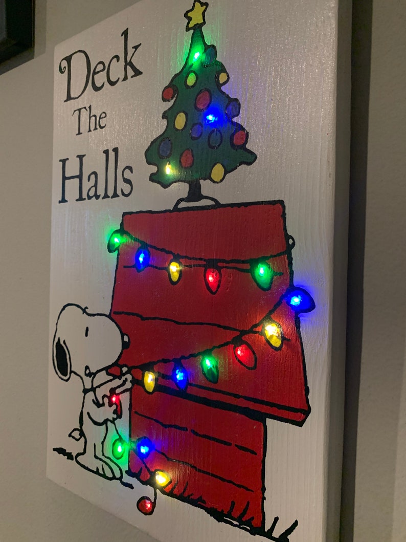 Snoopy deck the Halls Christmas Holiday LED Sign - Etsy