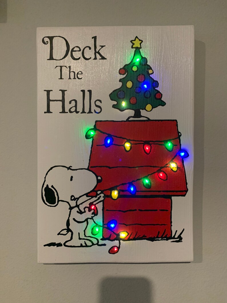 Snoopy deck the Halls Christmas Holiday LED Sign - Etsy