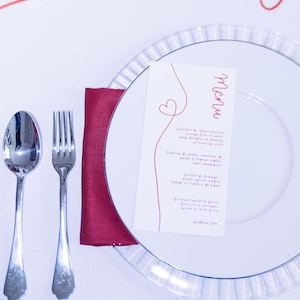 Menu noeud rouge, Plan de table, Papeterie de table, Numéro de Table