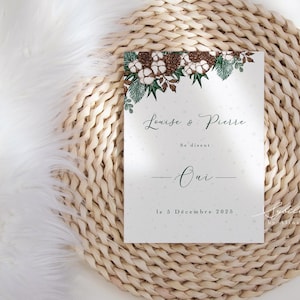 Faire-part Mariage, Faire-part Mariage hiver,  Faire-part Mariage France, Wedding cards, Mariage Noel, sapin