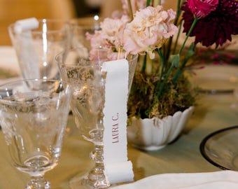 Glass parchment place cards, parchment place cards, wedding place cards, original place cards