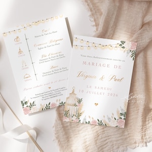 Faire-part Mariage, Mariage Boheme, Faire-part Mariage France, Romantique, Cage oiseau, Wedding cards