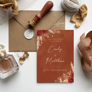 Wedding invitations, France invitations, terracotta invitations, terracotta flowers
