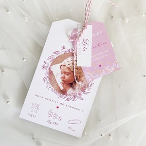 Birth announcement Set of 15, Baby announcement, Birth, France announcement, Girl birth, Girl announcement