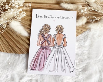 Request for witness, wedding, witnesses, personalized illustration, wedding witness, bridesmaid