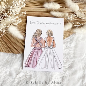 Request for witness, wedding, witnesses, personalized illustration, wedding witness, bridesmaid