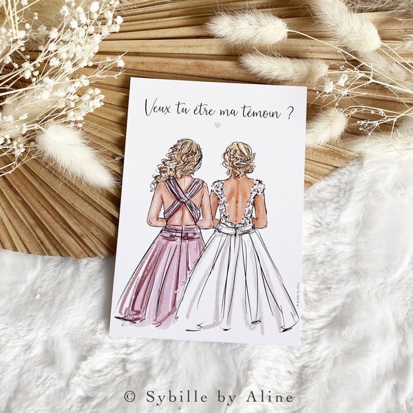 Witness request, wedding, witnesses, personalized illustration, wedding witness, bridesmaid