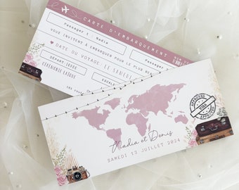 Faire-part de mariage Ticket Avion, Faire-part Mariage France,  Wedding cards, Sybillebyaline