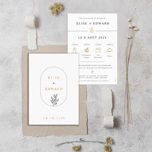Minimalist Gold Wedding Invitation, Boho Chic Wedding, Invitations France, Wedding Invitations France, Sybillebyaline
