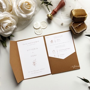 Faire-part pochette Mariage, Faire-part Mariage France, Pochette et sceau de cire