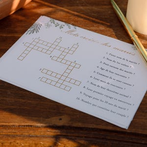 Wedding crosswords, wedding games, guest crosswords, wedding stationery