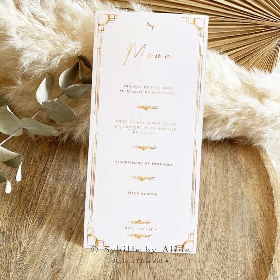 Menu Chic Menu Mariage Plan de table Menus Mariage France Etsy
