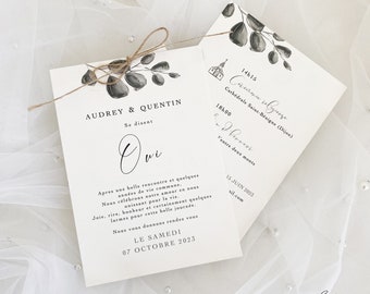 Faire-part de Mariage Eucalyptus, Faire-part Mariage France, Wedding stationery, Sybillebyaline