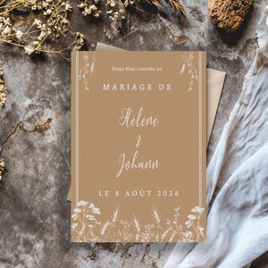Rustic wedding invitations, France invitations, wildflower invitations, 2025 wedding, rustic